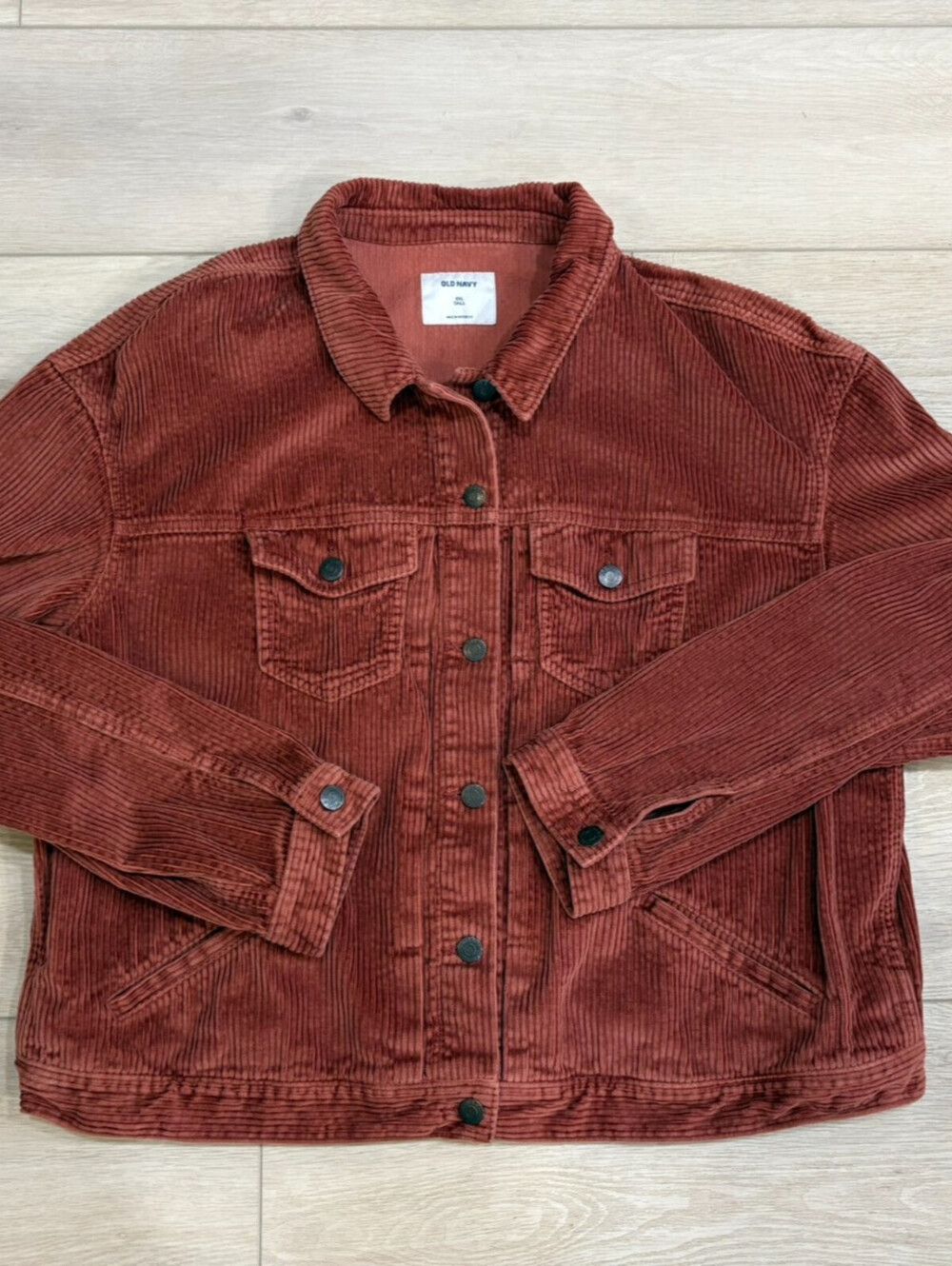 Old Navy Womens Wide Wale Corduroy Cropped Trucker Jacket XXL Tall Copper Moon
